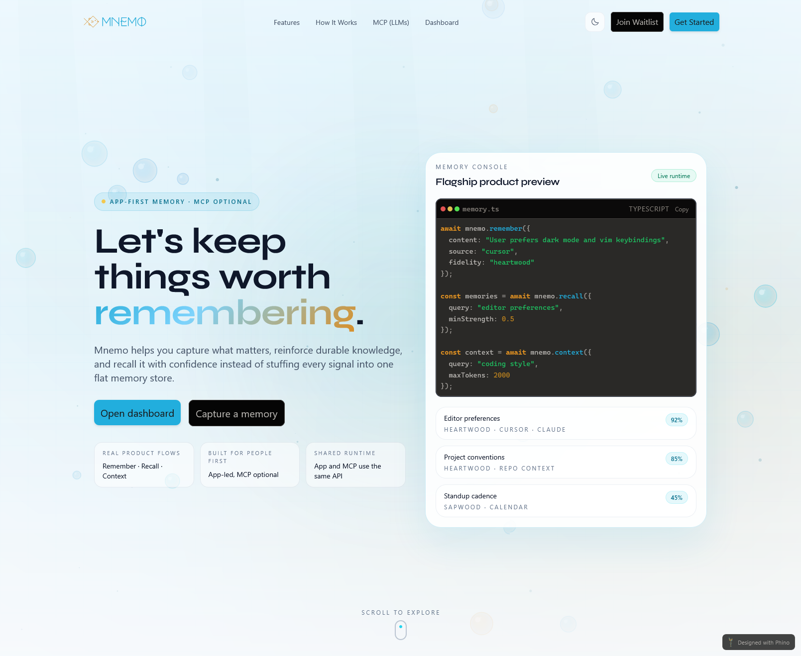 Early product preview for Mnemo