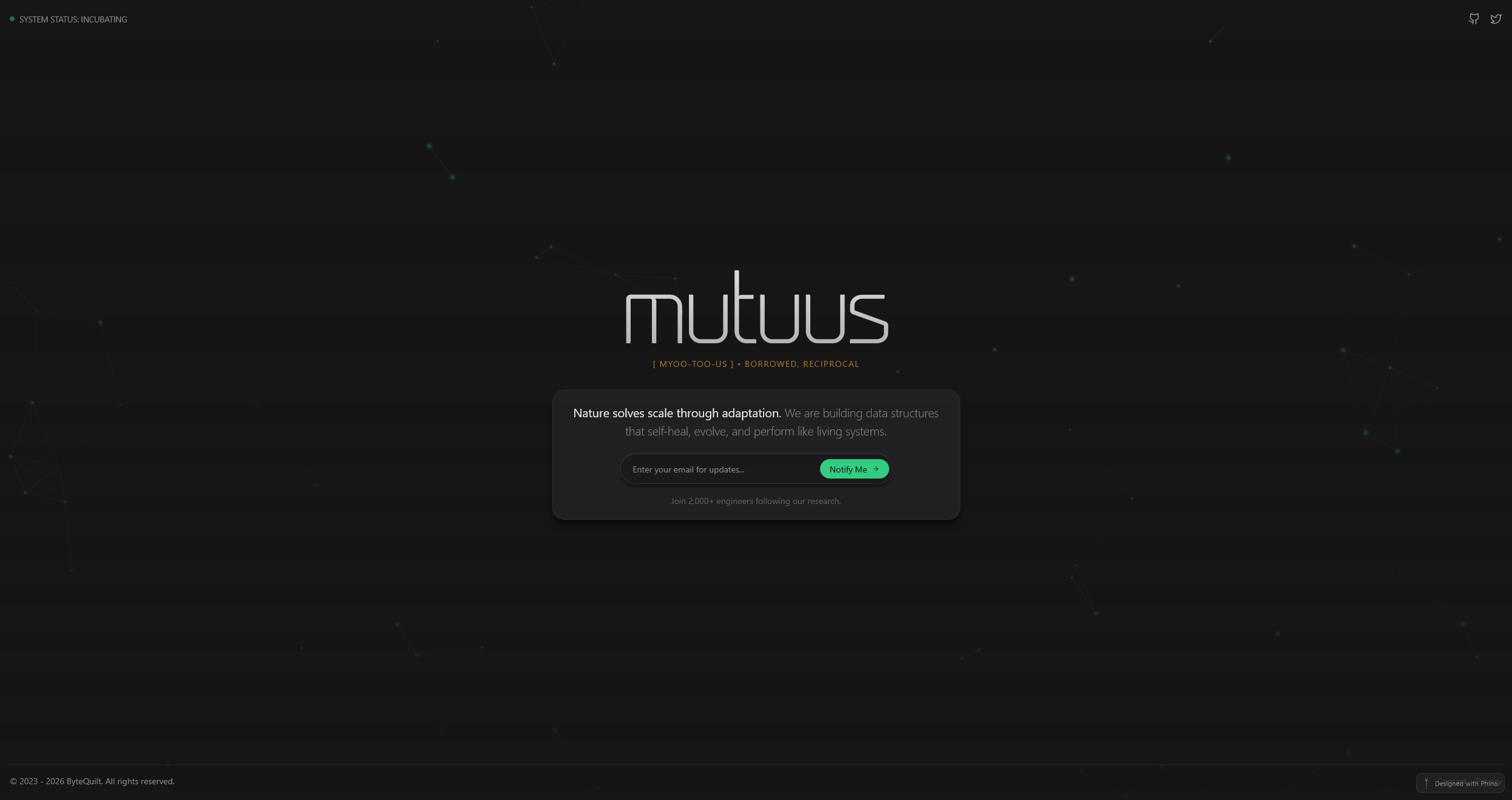 Coming soon page for Mutuus