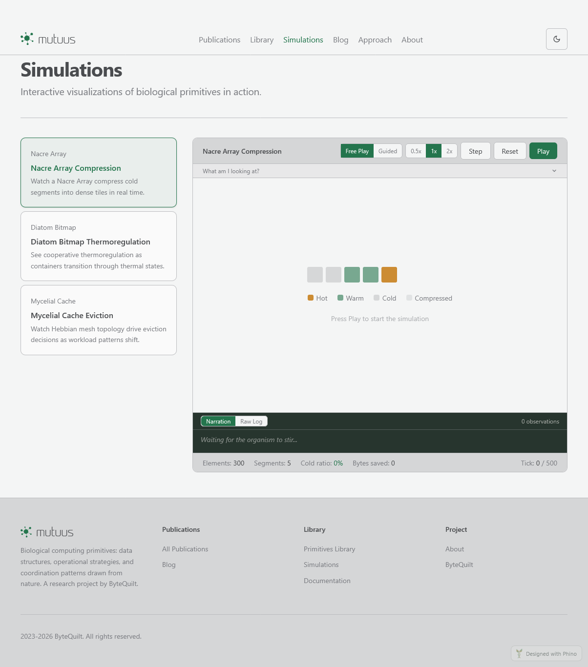 Simulation page for Mutuus