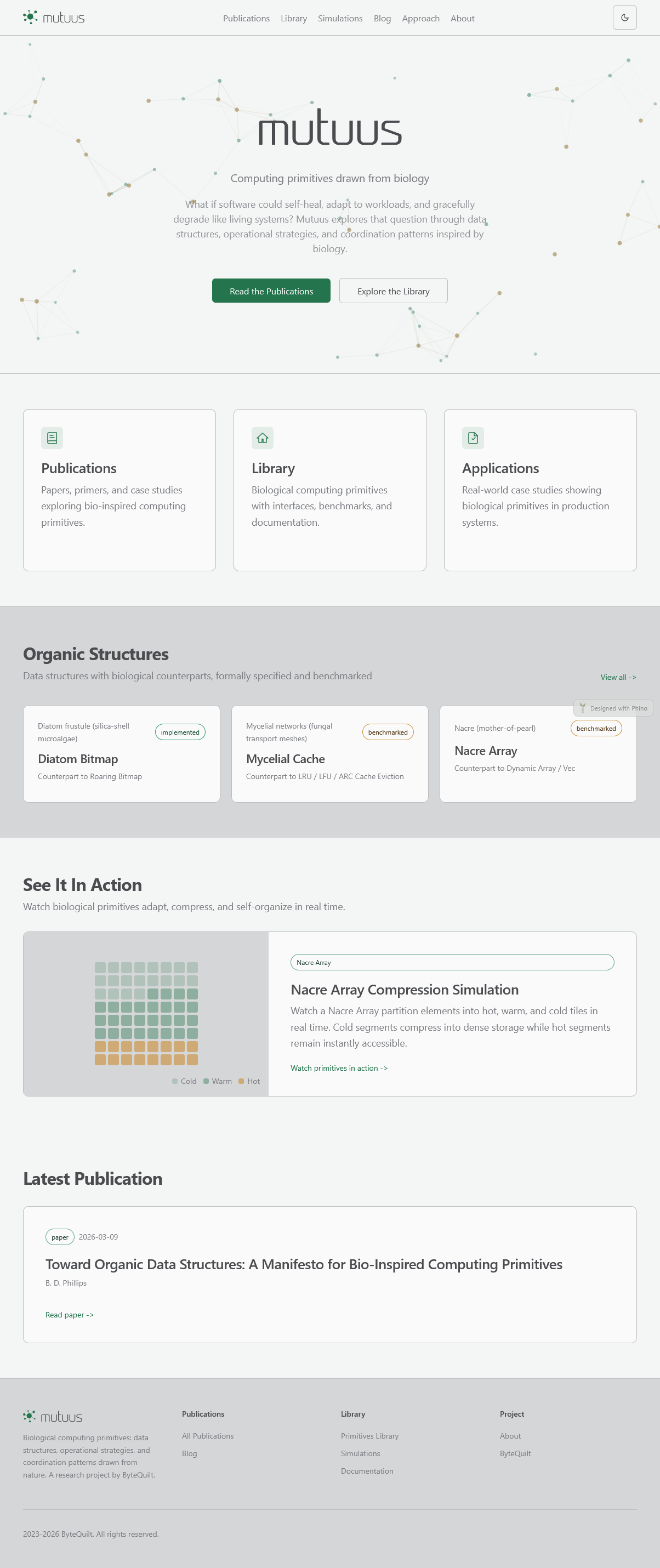 Light mode landing page for Mutuus